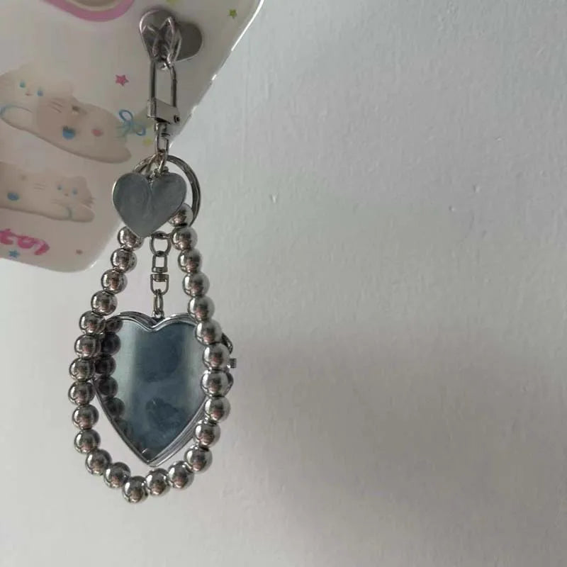 Herzförmiger Metall Schlüsselanhänger mit Perle Damen Schmuck Zubehör