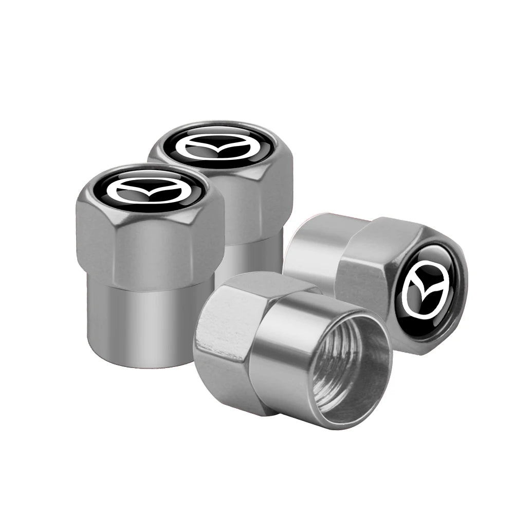 4x Metall Reifenventil Kappen Staubschutz Auto Zubehör Dichtung Set Schwarz Silber