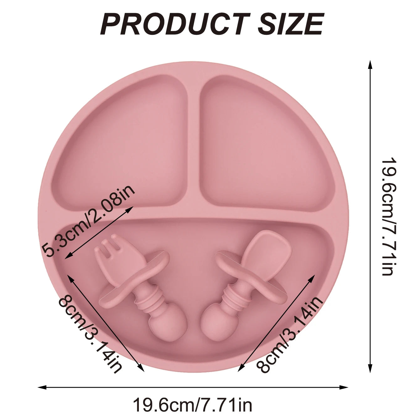 3-teiliges BPA-freies Silikon Baby Geschirrset mit Saugteller und Besteck
