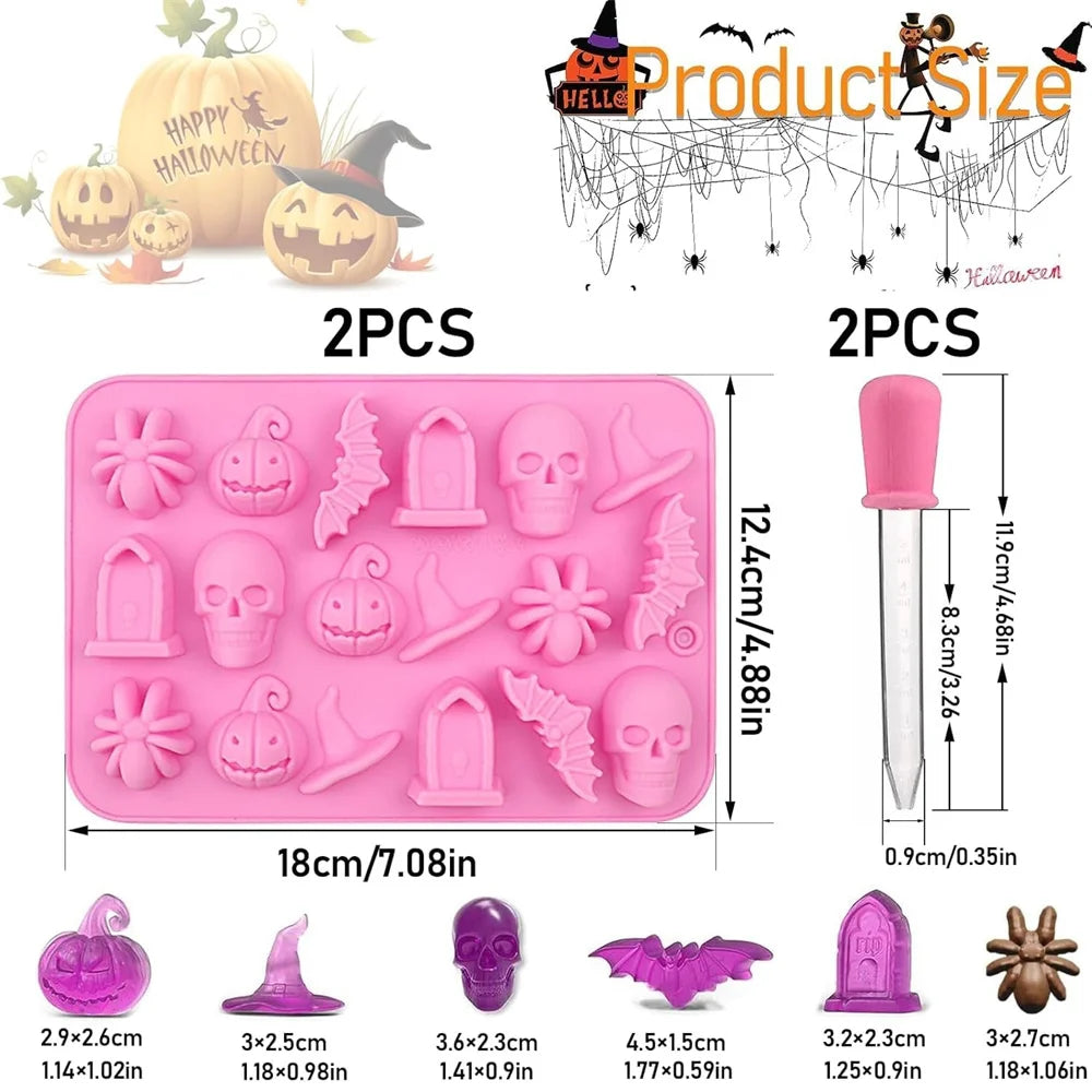 Halloween Silikonformen Kürbis Fledermaus Spinne Grabstein Schokoladenform