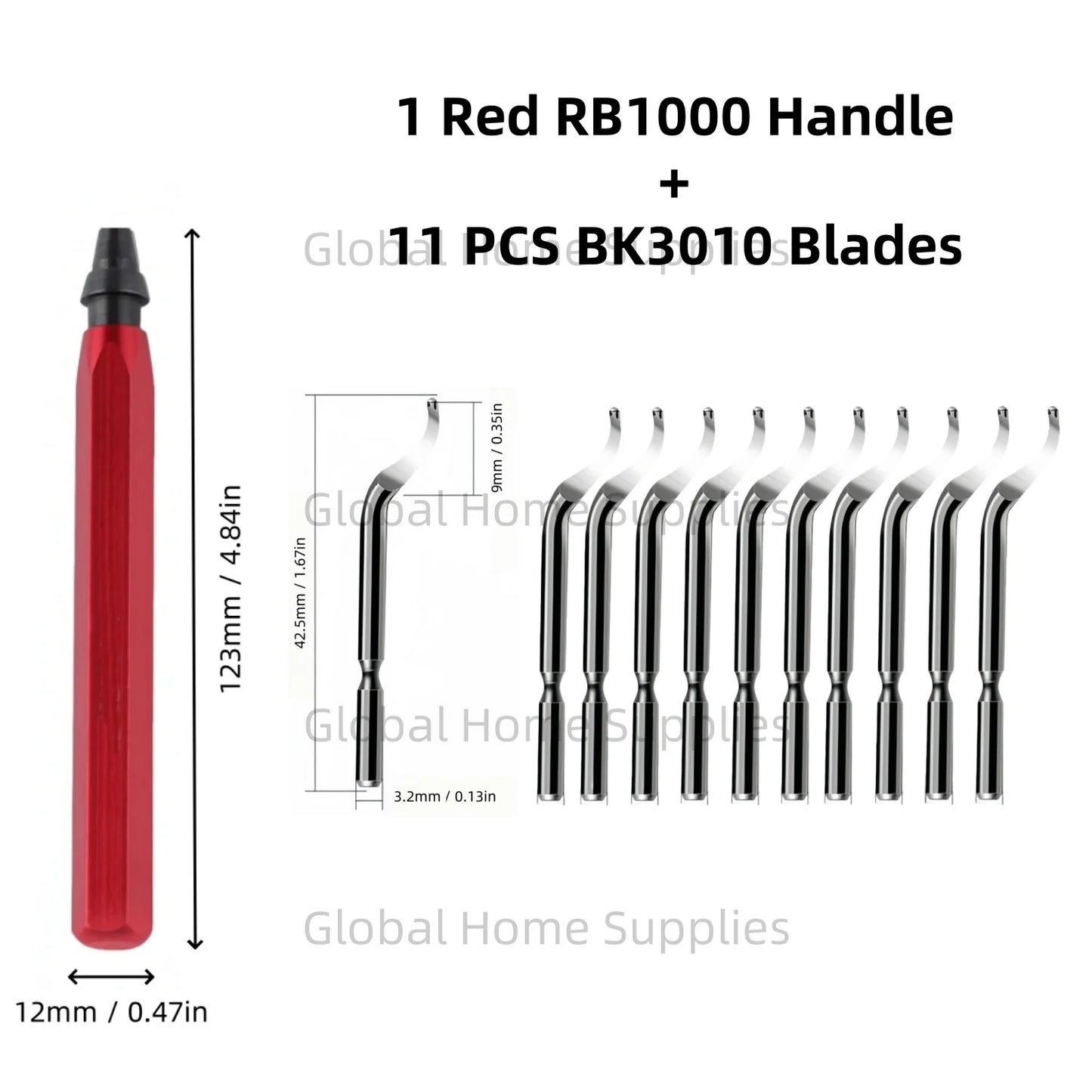Entgratungswerkzeug Set RB1000 mit 1 oder 11 Schnellarbeitsstahl-Schwenkklingen
