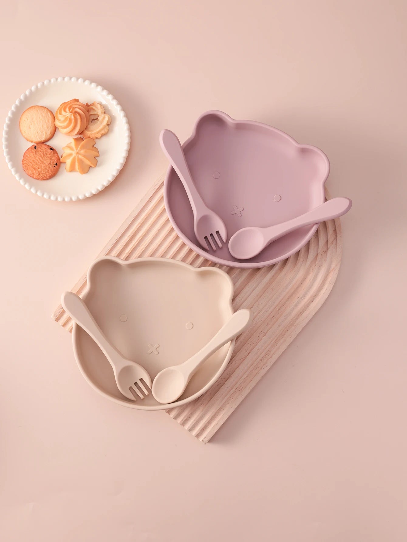 3-teiliges Babygeschirr Set mit Saugnäpfen Löffel und Gabel BPA-frei