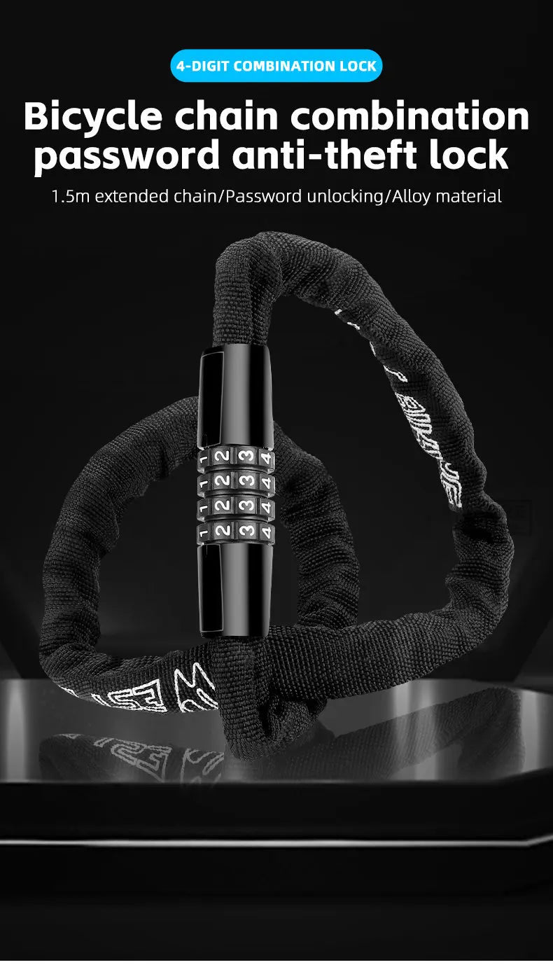 Langlebiges Fahrrad Kettenschloss mit 4 Stelligem Zahlencode