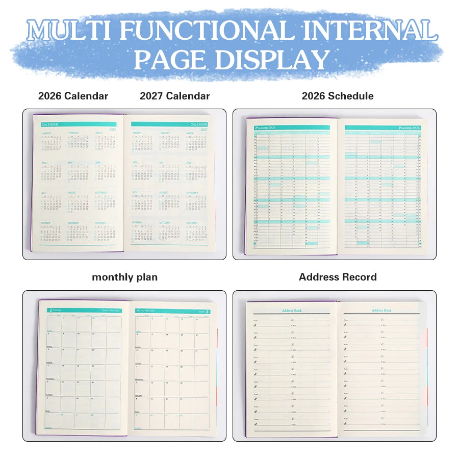 Tragbarer A5 Taschenplaner 2026 mit PU Einband für Organisation