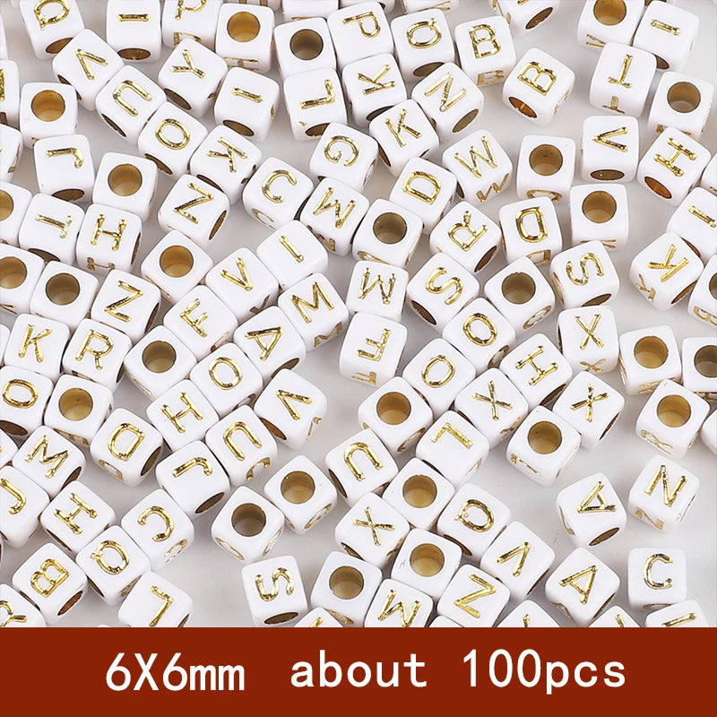 6x6mm Quadratische Acryl Alphabet Perlen für DIY Schmuck Basteln