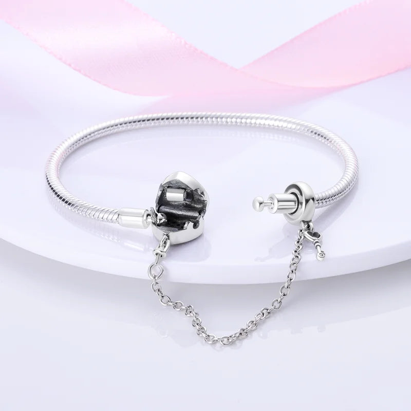 Armband Silber 925 mit Stern Mond Sonne und Grünem Zirkon Charm