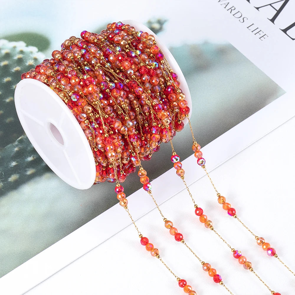 Edelstahl Perlenkette 1 Meter mit Farbverlauf für DIY Schmuck