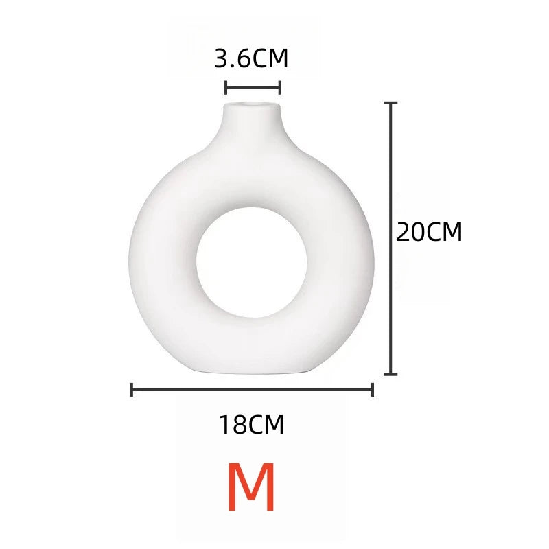 Moderne Reinweiße Donut Design Vase für stilvolle Tischdeko
