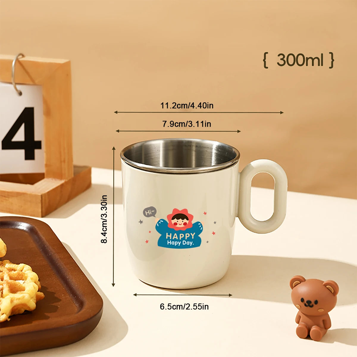 Doppelwandige Edelstahl Kaffeetasse mit Griff und abnehmbarem Mini-Becher