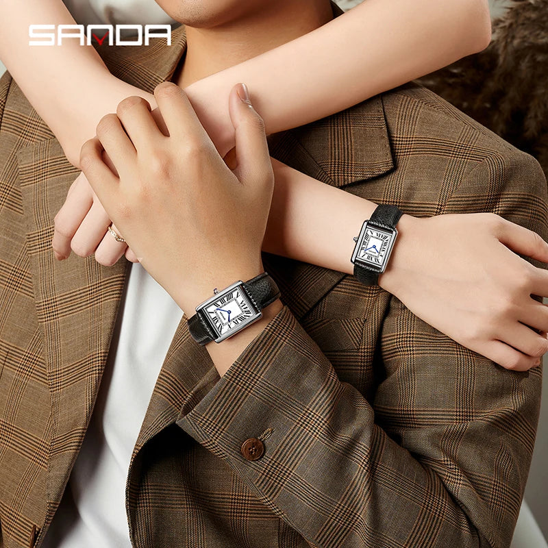 Elegante Herren Quarzuhr mit Lederband und römischem Zifferblatt