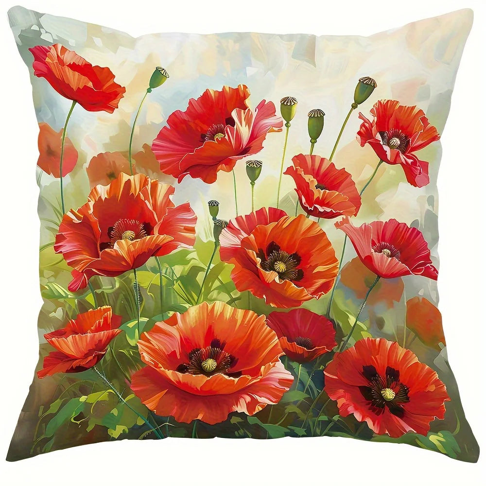 Dekorative Mohnblumen Kissenbezüge für Sofa und Schlafzimmer