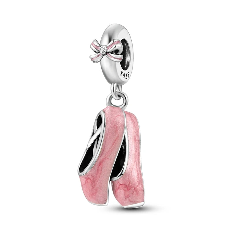Romantische rosa 925 Silber Charms mit Zirkon – Herz - Parfüm Flasche Set