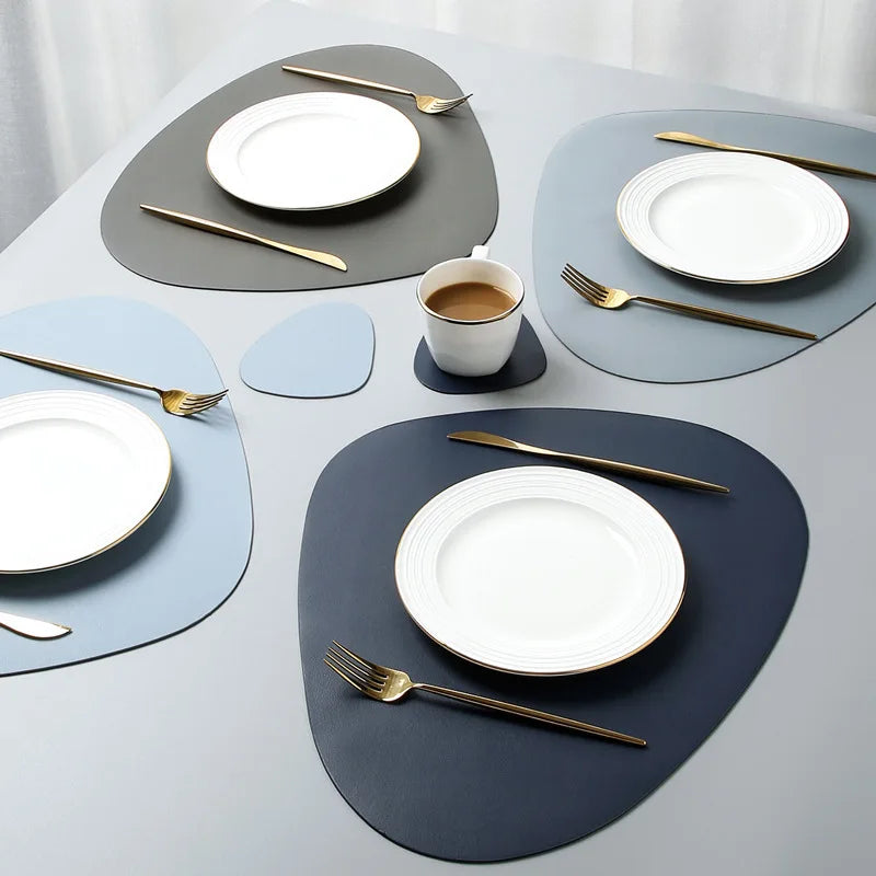 Dreieck Leder Tischset Anti-Rutsch Modern Nordic Design Küche Esstisch