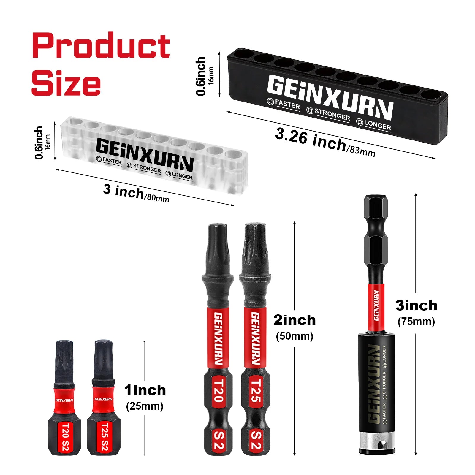 Magnetisches Torx Schraubendreher Bit Set T20 T25 aus S2 legiertem Stahl