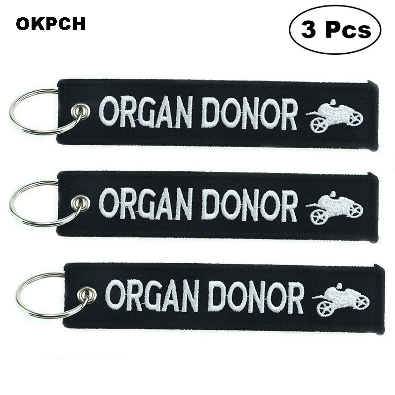 3-teiliges Schlüsselanhänger Set Bestickte Metallanhänger für Autos Motorräder