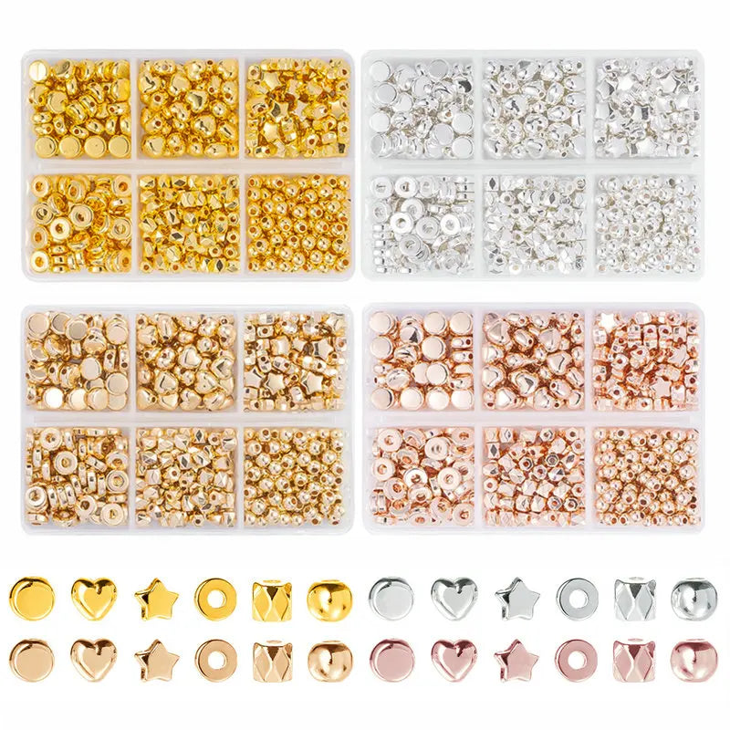 4 Farben CCB Spacer Perlen Kit mit 6 Stilen für Schmuck DIY Handwerk