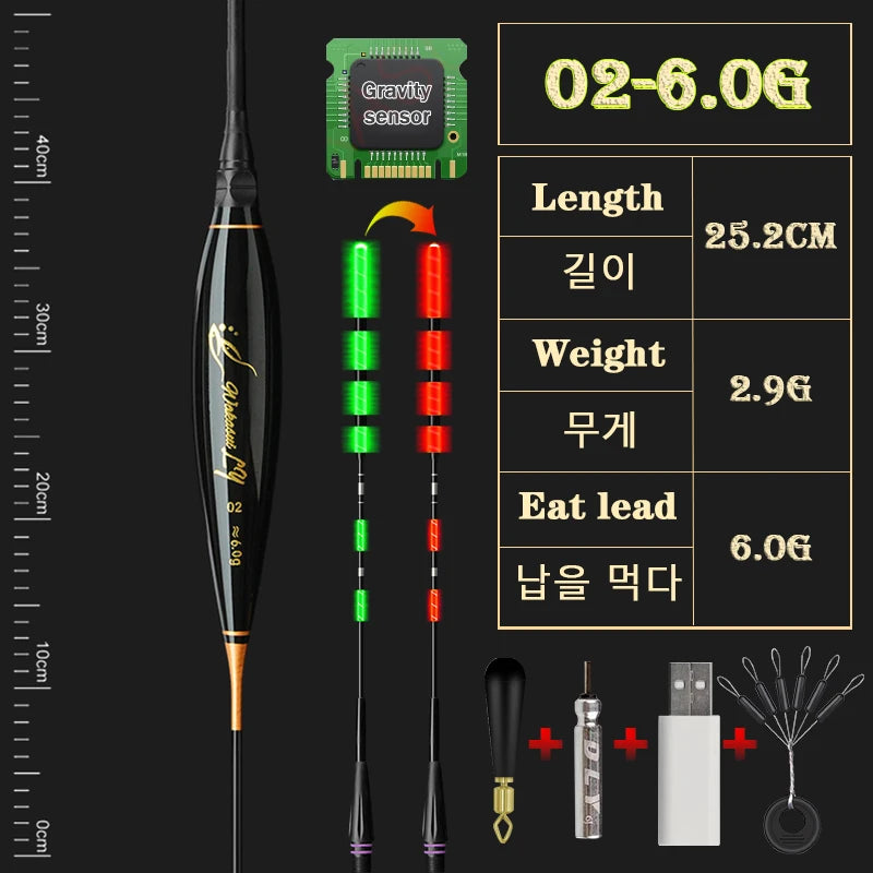 Elektronischer Angel-Float mit Schwerkraft-Erkennung und USB-Ladung