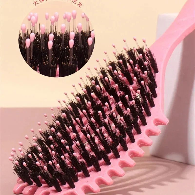 Haarbürste mit Wildschweinborsten zum sanften Entwirren von Locken 22x7cm