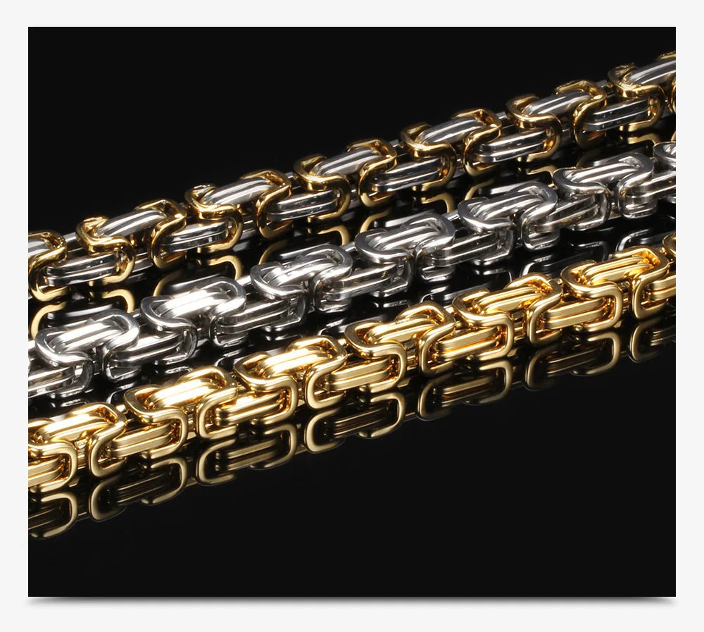 8MM Edelstahl Kastenkette Armband für Männer Rock Motorrad Schmuck