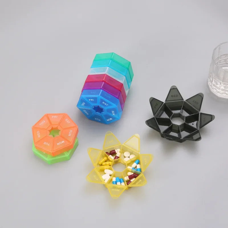 Mini tragbare Vitamin Pillendose 7 Tage Organizer Pillenetui Reise