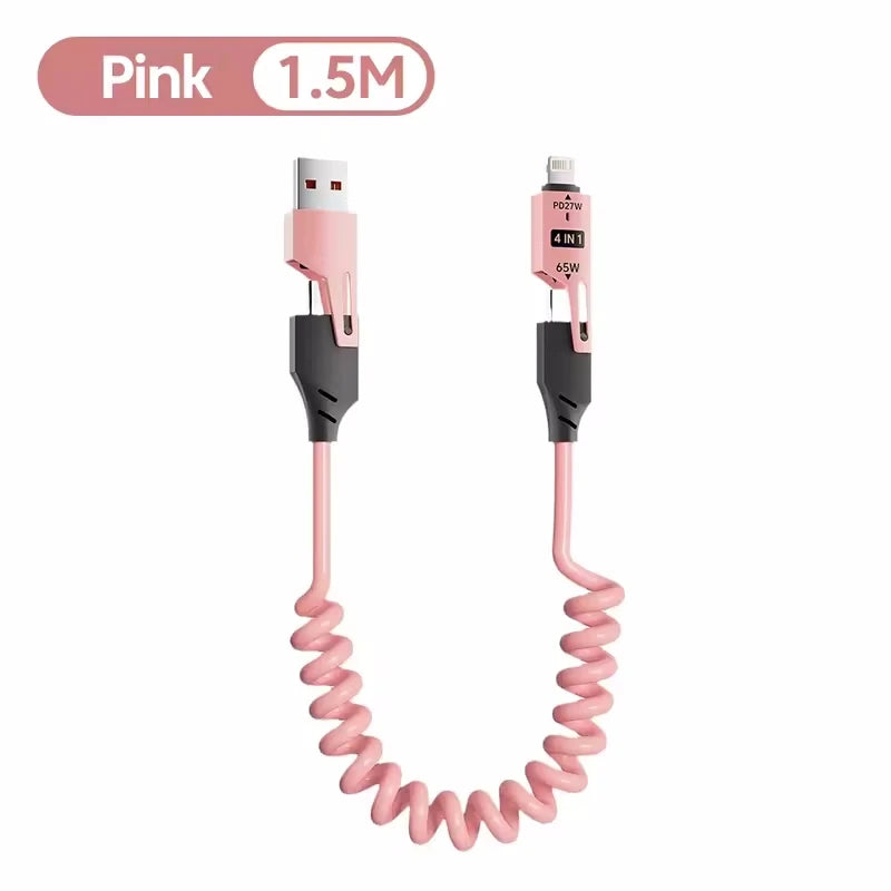 65W USB C - Lightning Datenkabel 4-in-1 Ausziehbar 6A Schnellladekabel