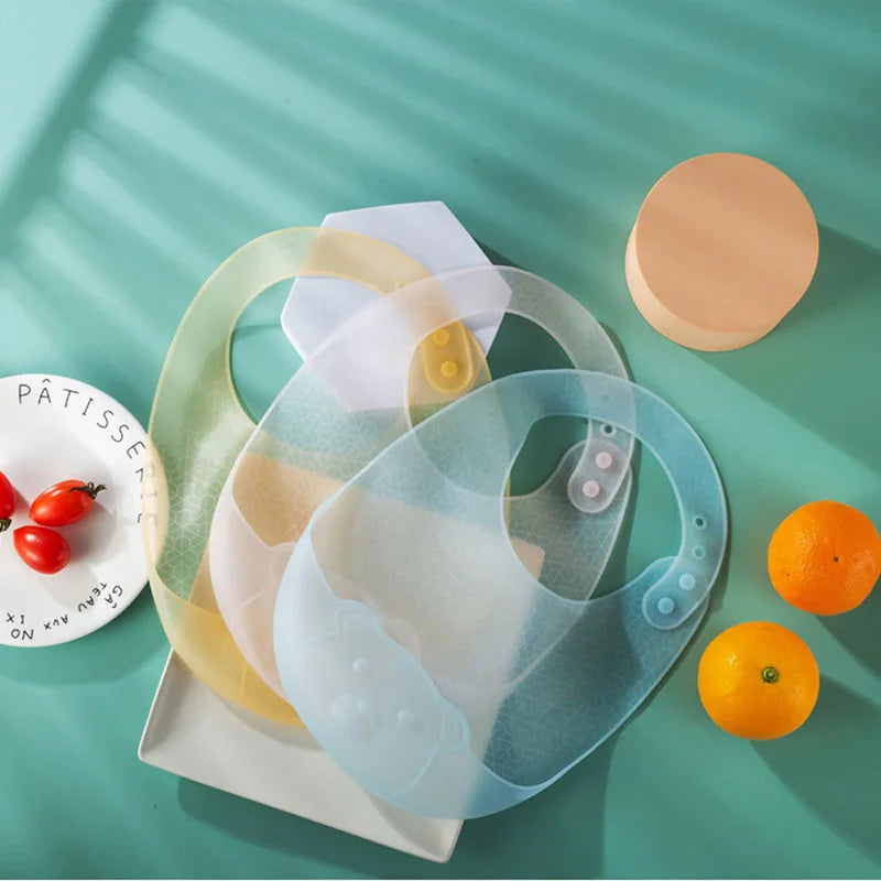 Leichtes ölbeständiges Baby-Lätzchen aus transparentem Silikon in Lebensmittelqualität