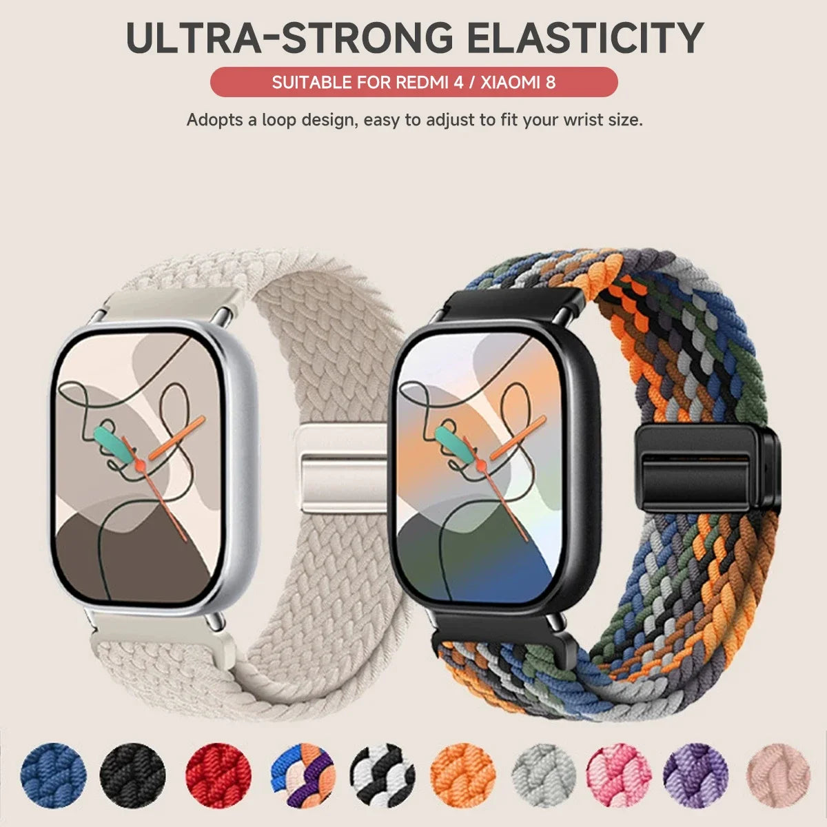 Verstellbares Nylon-Schlaufenarmband mit Magnetverschluss für Sportuhren