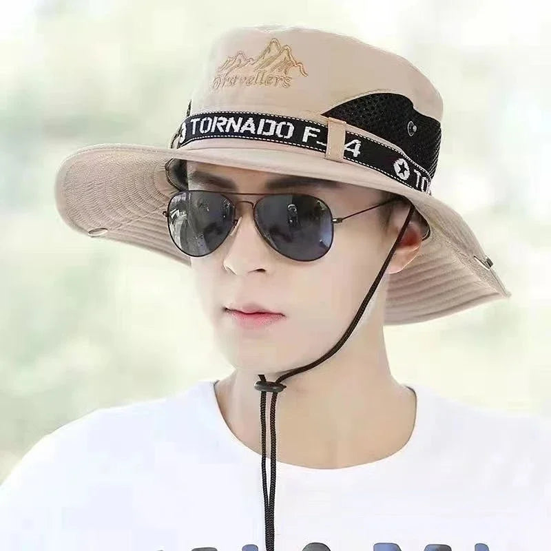 Maximaler Sonnenschutz: Herren-Sonnenhut mit großer Krempe, leicht - winddicht