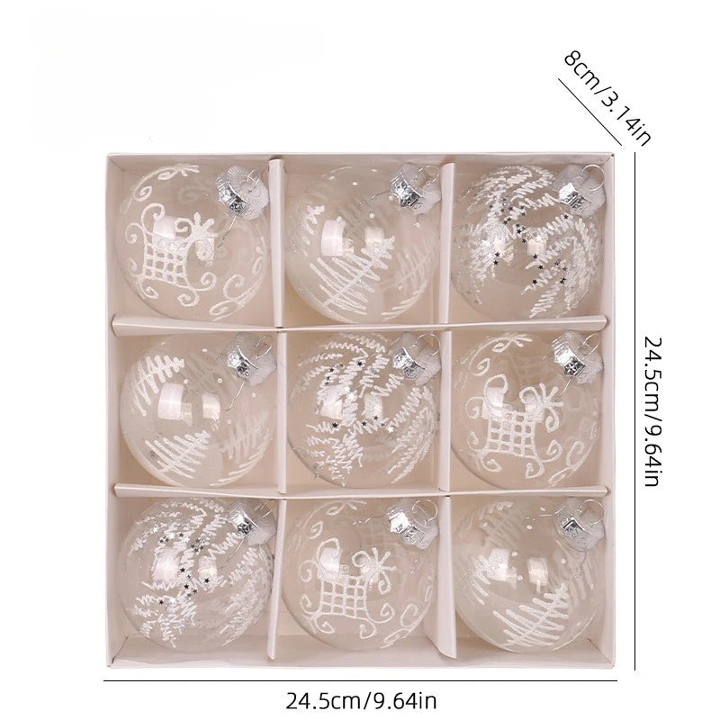 Transparentes Weihnachtskugel Set in Weiß und Champagnergrün