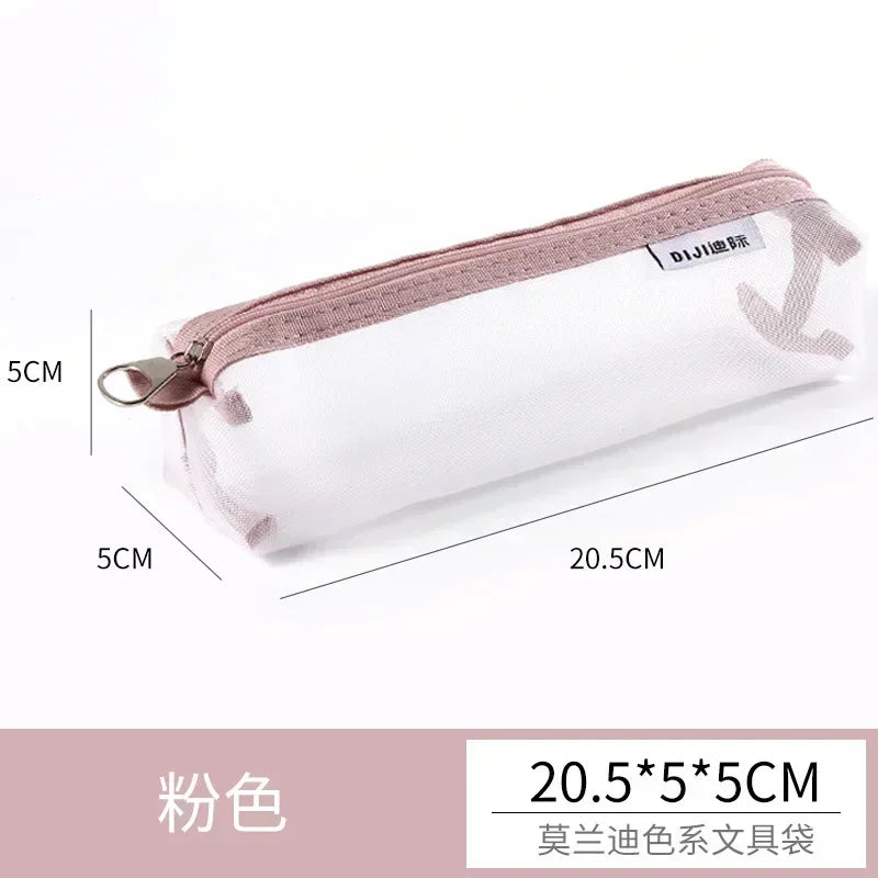 Transparentes Mesh Stift-Etui Kunststoff Mini Mäppchen für Büro - Schule