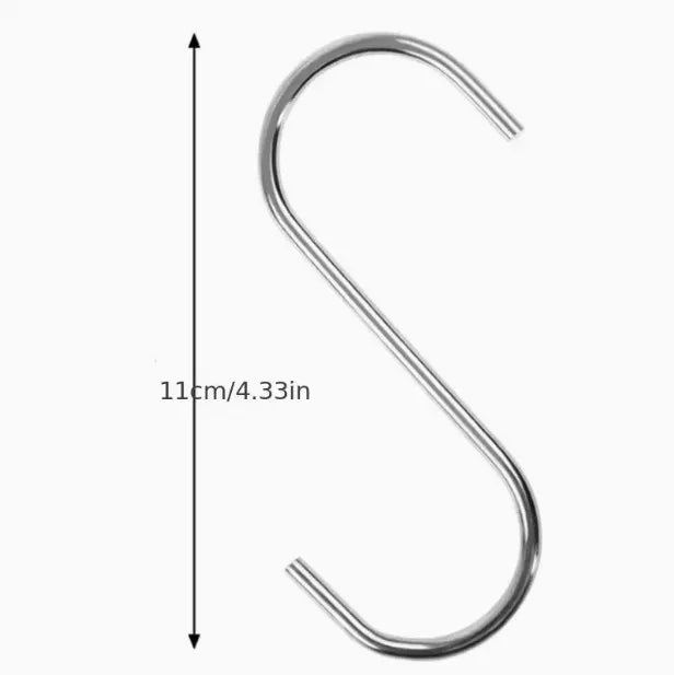 10er Set stabile Edelstahl S-Haken mit kratzfesten Kappen verstellbar