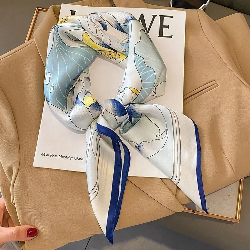 Luxus Seide Quadrat Schal Frauen Weich Satin Haarband Halstuch Büro Hijab