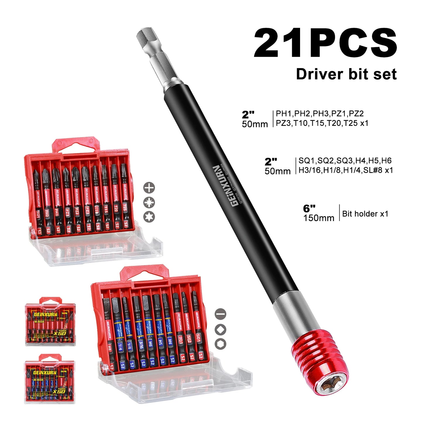 Schlagschrauber Bithalter Set 150mm magnetisch - Schnellwechsel für Bohrer