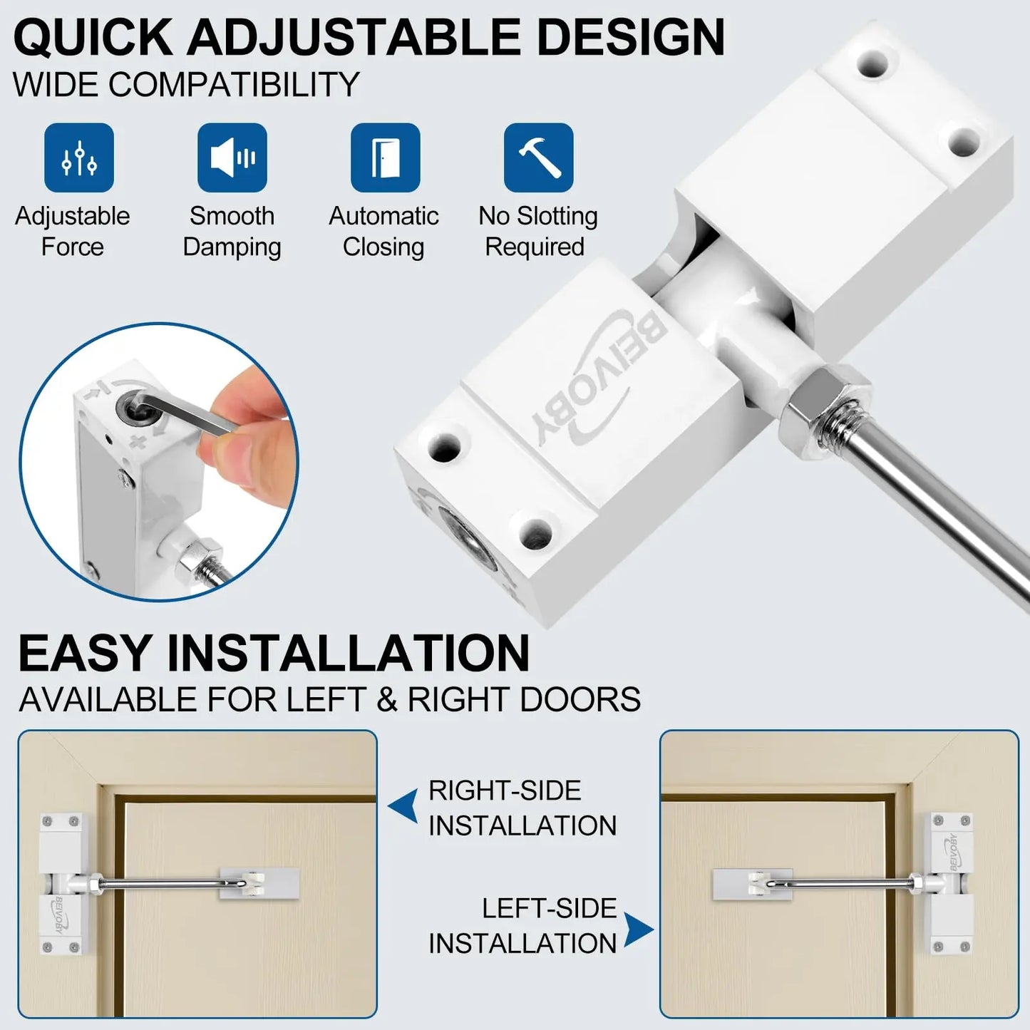 30 kg verstellbarer Türschließer mit automatischer Sicherheitsfeder Aluminium