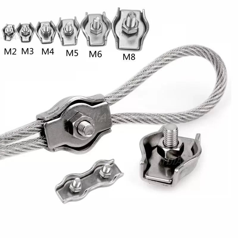 Sichere Edelstahl-Drahtseil-Clips M2-M6, wasserdicht - rostfrei, 1-5 Stück