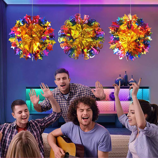 Bunte Waben Kugel Anhänger mit Liebesstern für festliche Dekoration