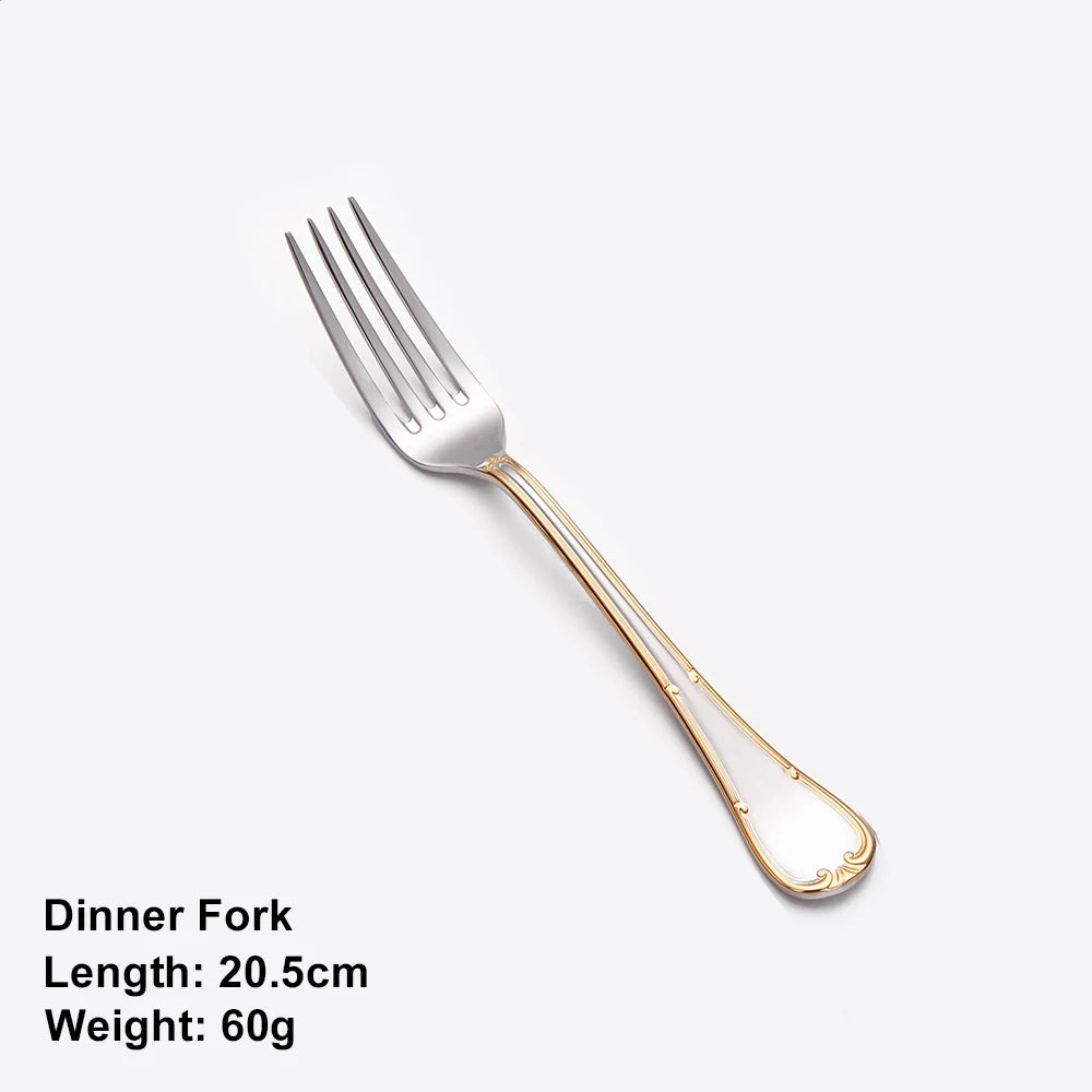 Luxuriöses 4- oder 6-teiliges vergoldetes Besteckset, Edelstahl, spülmaschinenfest