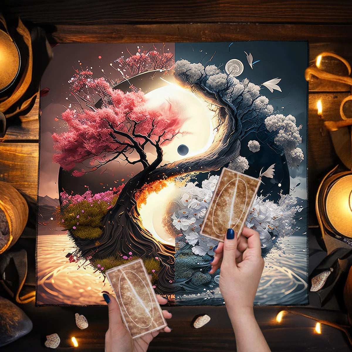 Baum des Lebens Altartuch spirituelle Tarot Tischdecke