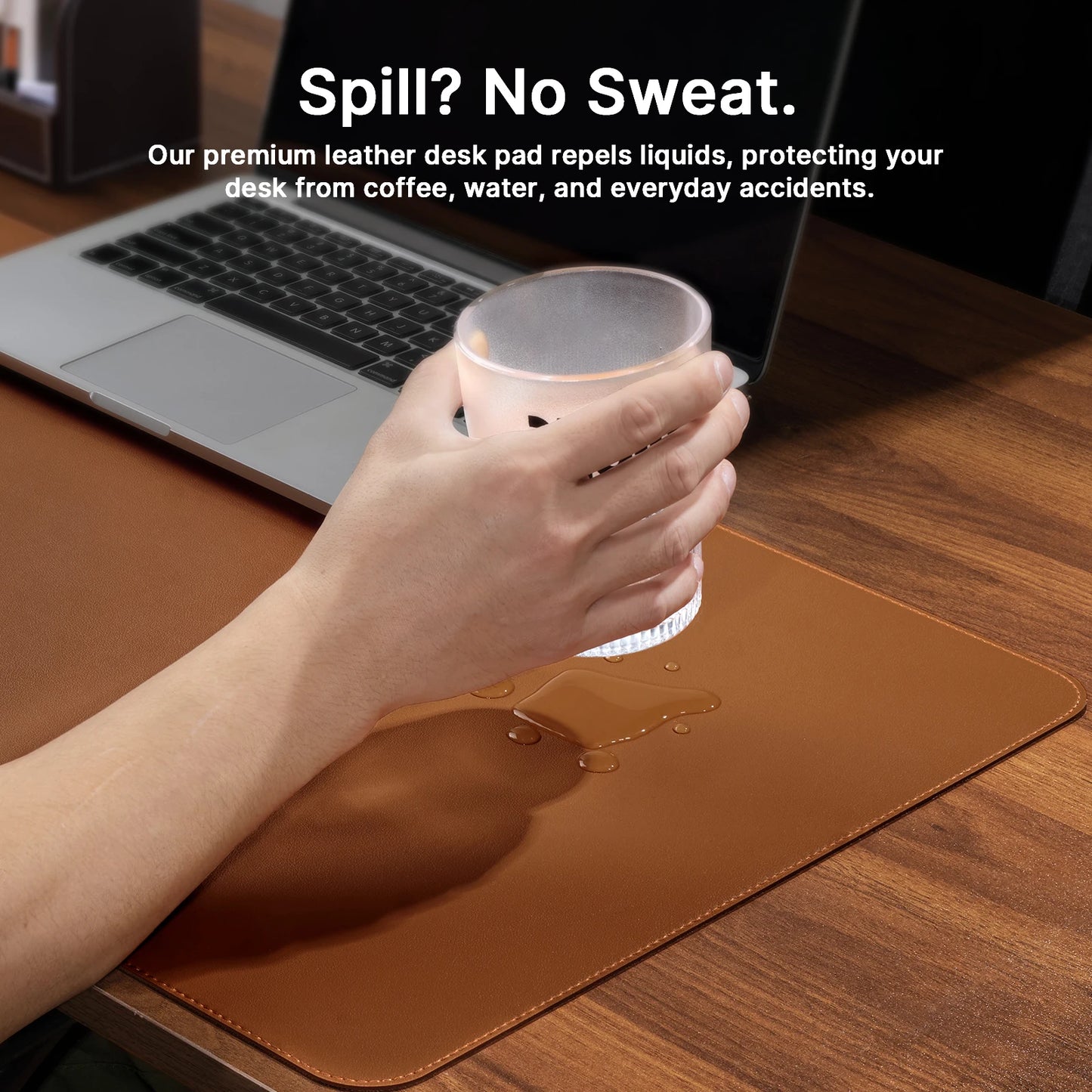 Rutschfeste PU Leder Schreibtischunterlage mit genähten Kanten