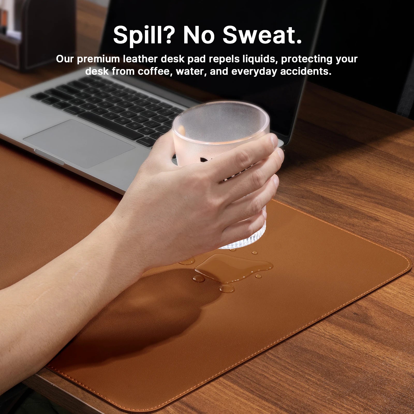 Rutschfeste PU Leder Schreibtischunterlage mit genähten Kanten