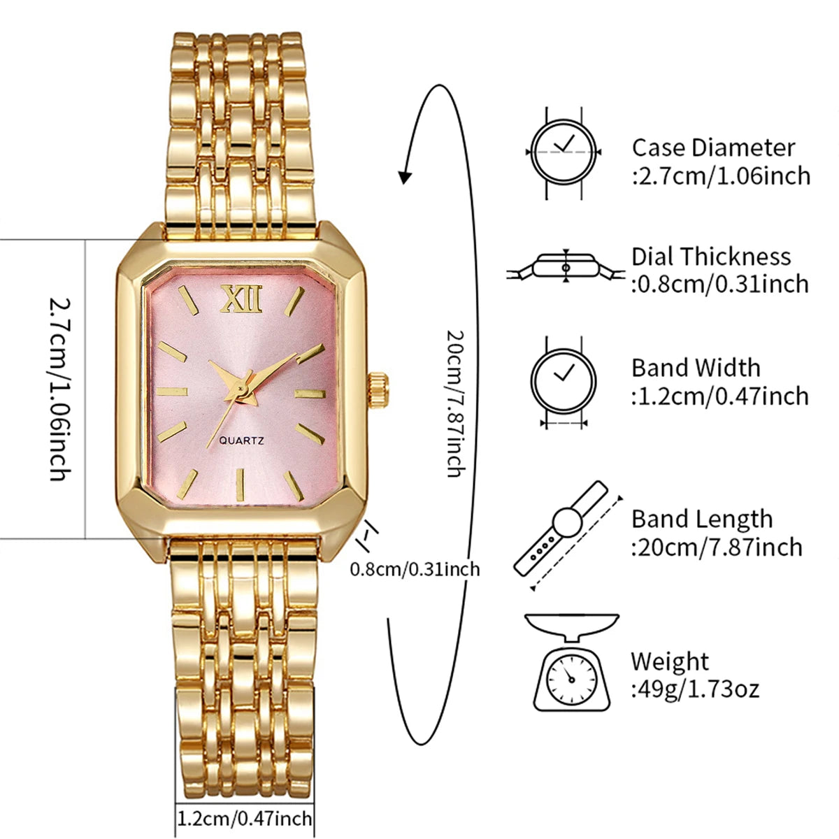 Elegantes Damen Uhr Set mit Quarzuhrwerk und Edelstahlband