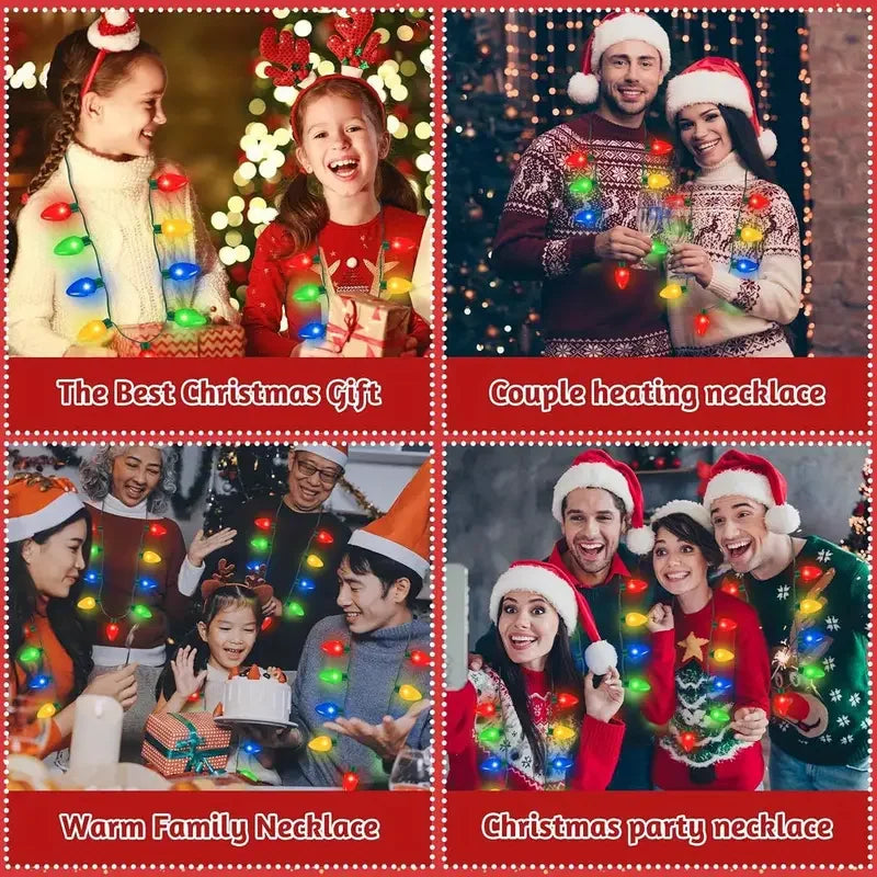 Bunte LED-Leuchten-Halskette mit 9 Glühbirnen für Party- und Feiertagsdeko