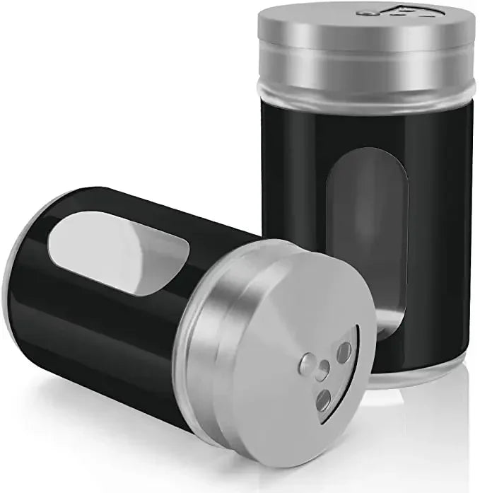 2-teiliges Edelstahl Gewürz Dispenser Set Pfeffer Salz Shaker kompakt