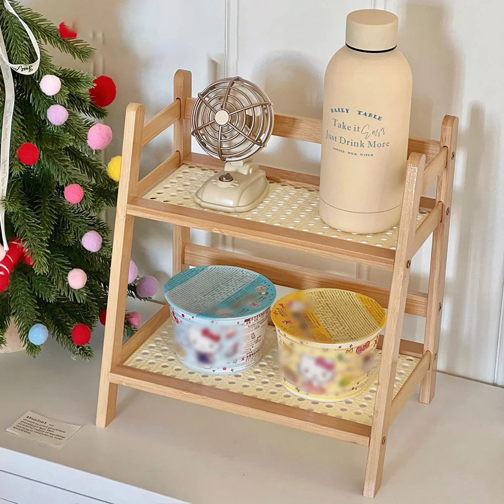 Praktisches 2-lagiges Bambus Aufbewahrungsregal für Küche und Wohnbereich