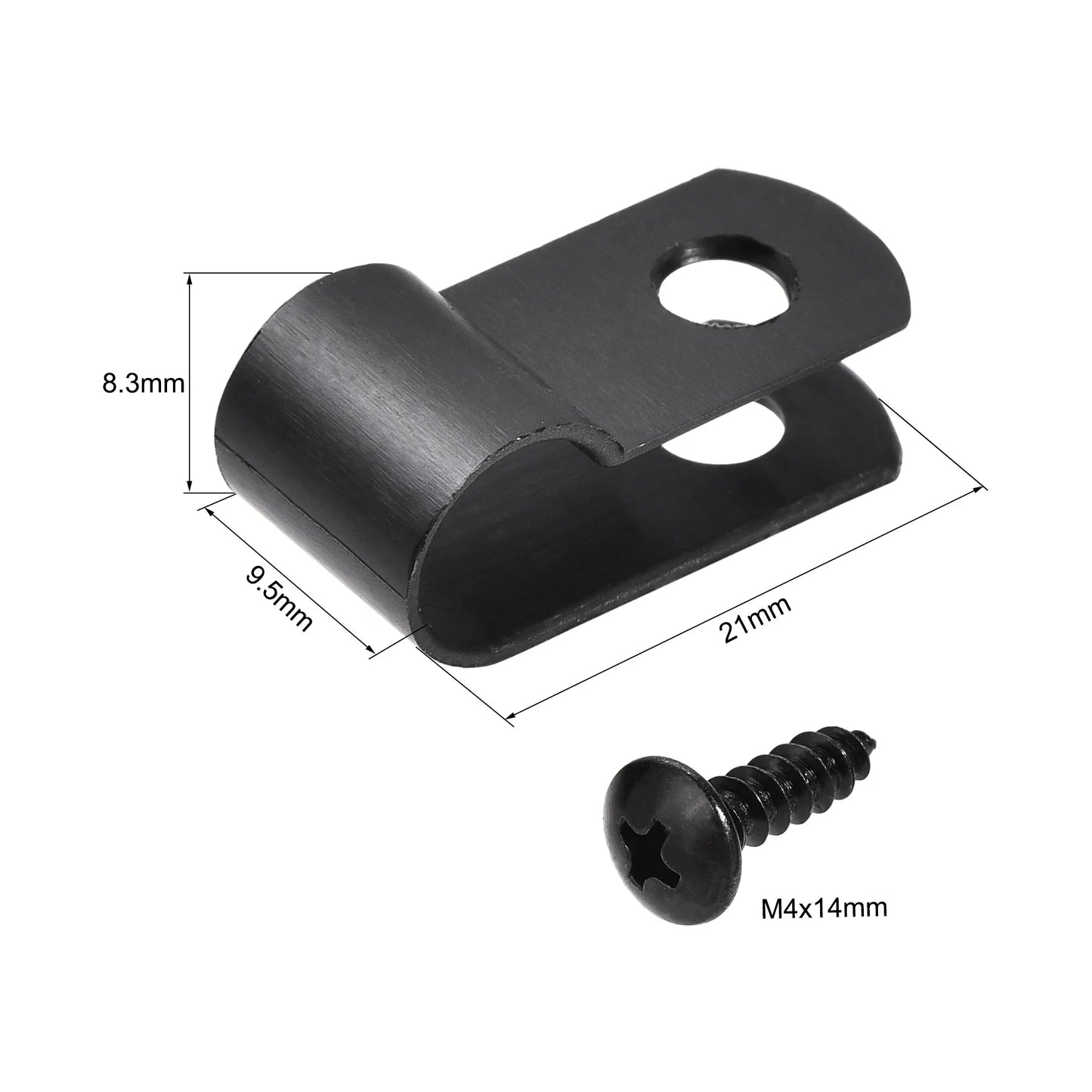 50x R-Typ Nylon Kabelclips mit Schrauben für diverse Kabeldurchmesser