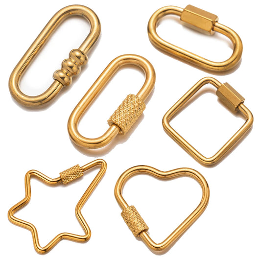 5er Set goldene Schraube Karabiner aus Edelstahl für Schmuck DIY