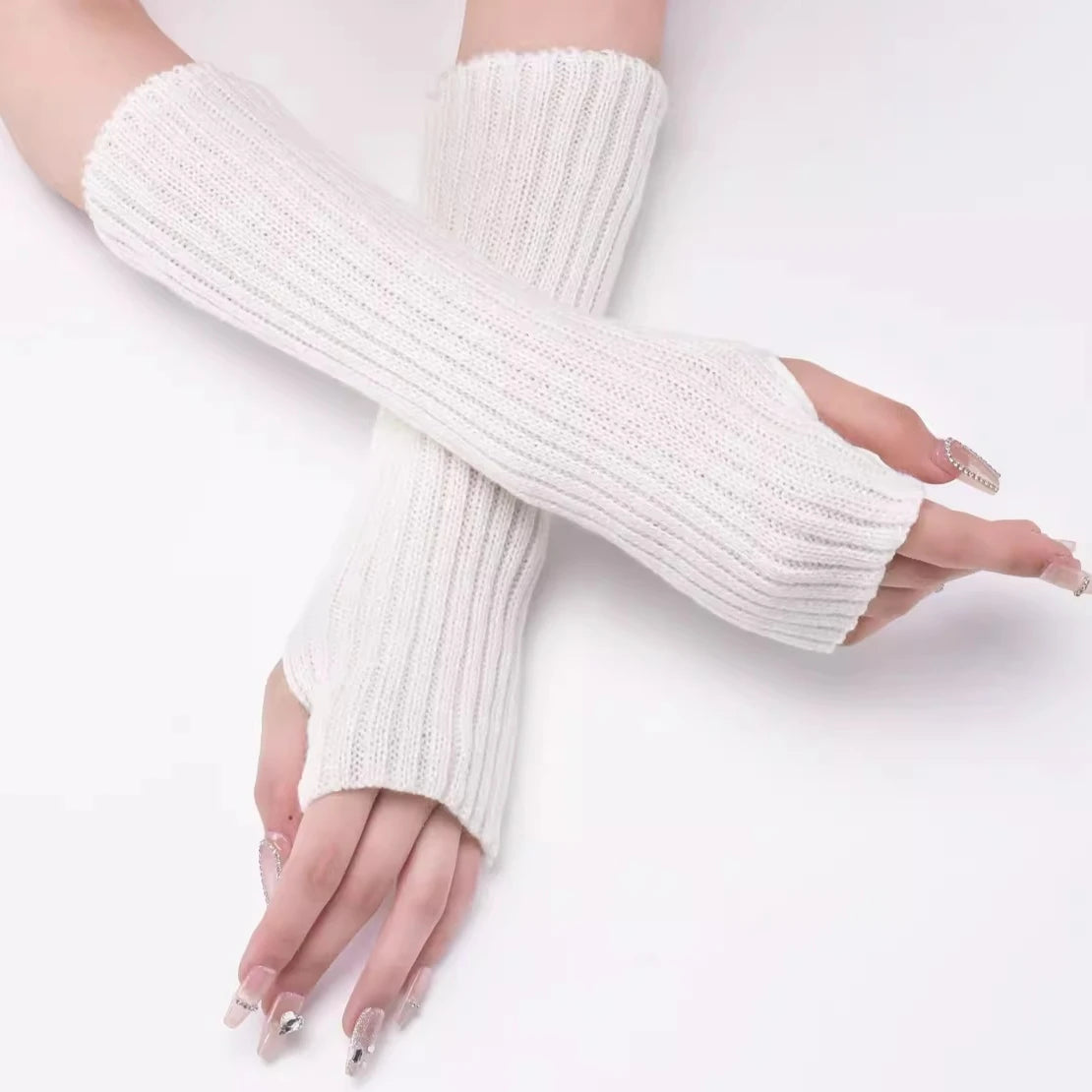 Wärmende fingerlose Strickhandschuhe für Herbst und Winter