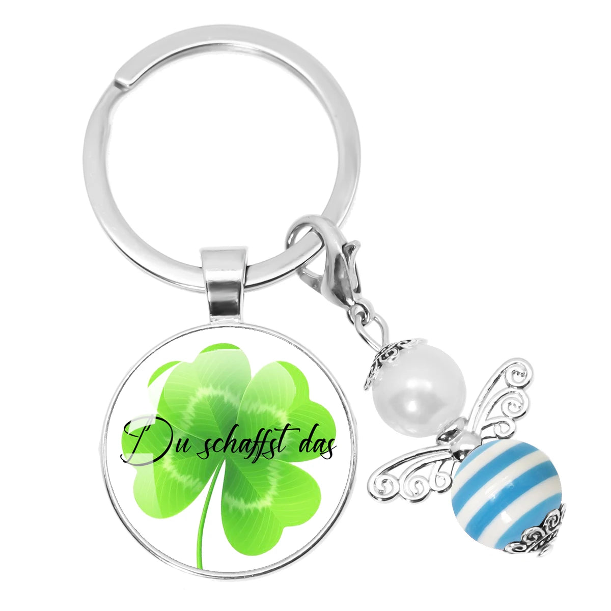 Glücksbringer Schlüsselanhänger mit vierblättrigem Kleeblatt Design