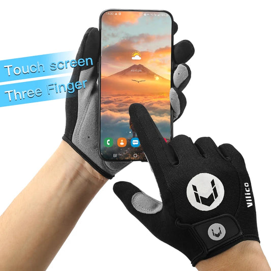 Atmungsaktive Vollfinger Fahrradhandschuhe mit Anti-Rutsch und Touchscreen