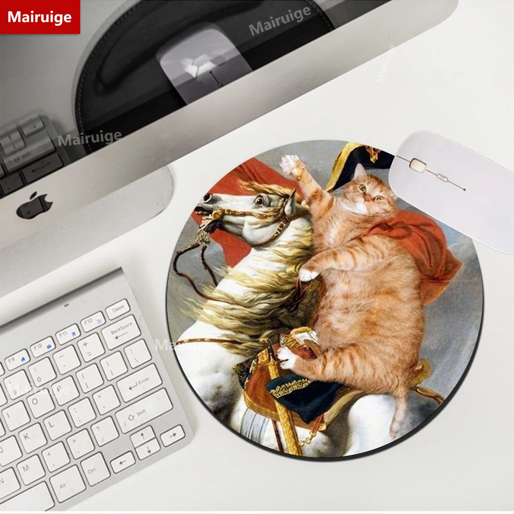 Rundes Mauspad 22cm - Niedliches Katzen Design - Van Gogh Stil für Gamer